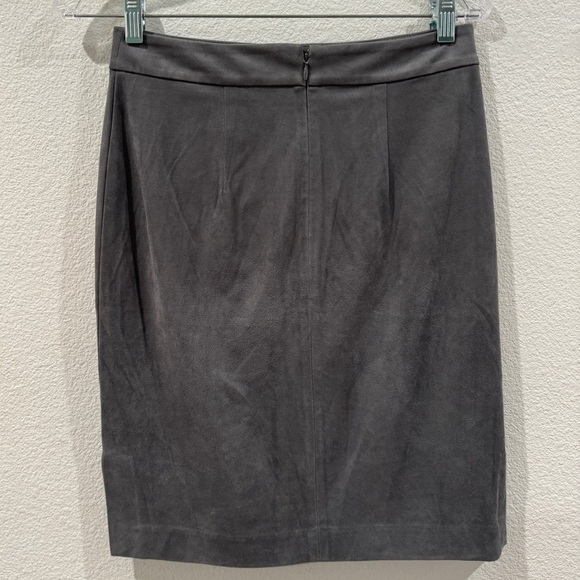 LOFT Faux Suede Grey Straight Side Slits Skirt Size 2 Petite - Picture 6 of 13